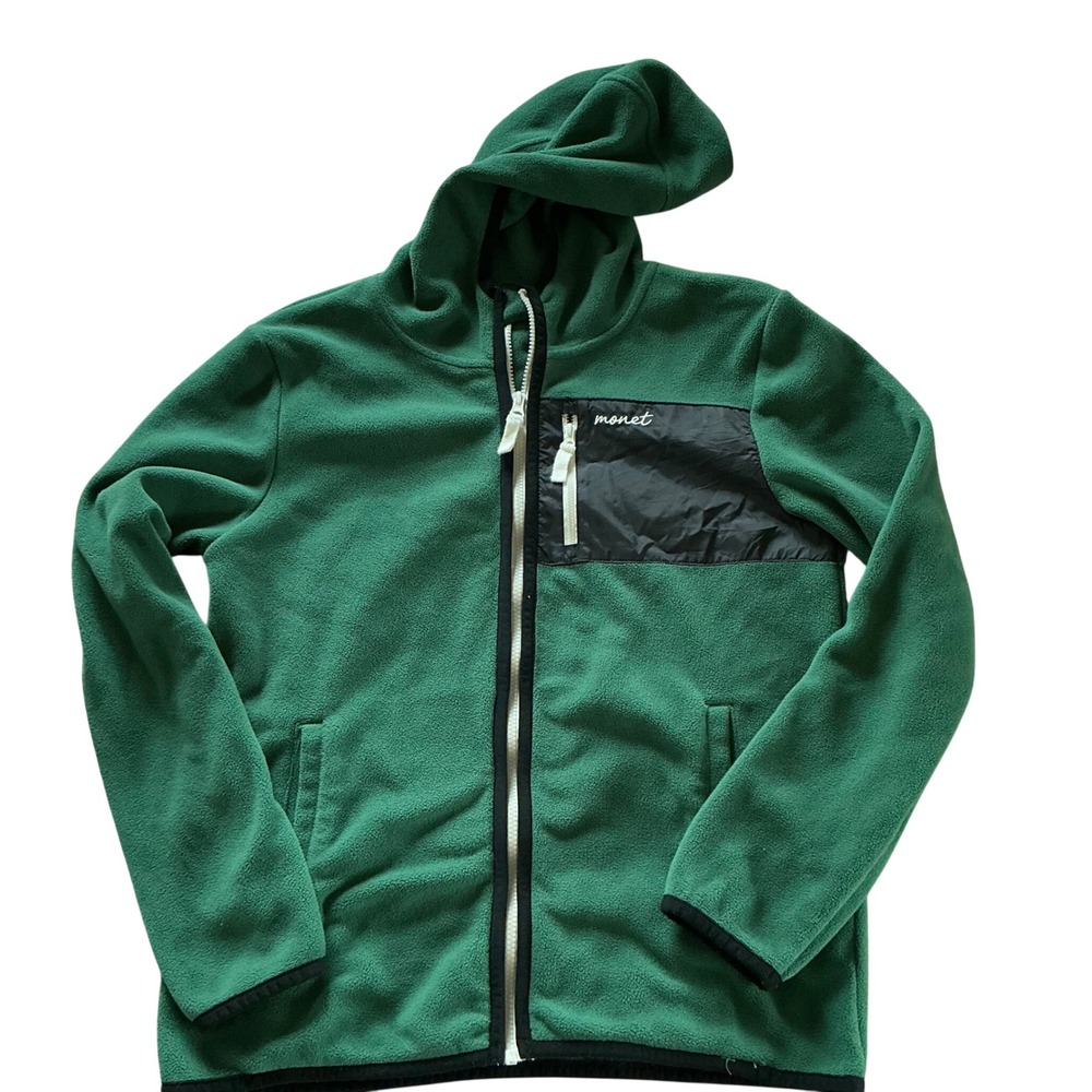 Monet Skateboards Mens Green Fleece Full Zip Hoodie Jacket‎ Medium Skatewear